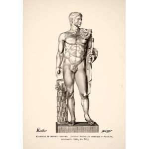  1890 Print Ancient Statue Roman Emperor Caligula Heroic 