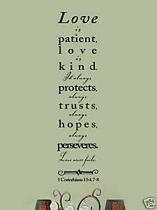 Love is patient Vinyl Wall Lettering Words Sticky Quote  
