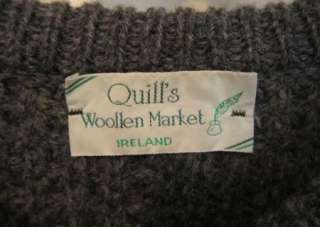 Quills Woollen Market gray mens fishermans sweater XL 48 chest Woolen 