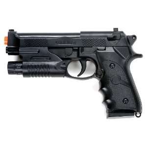  M9 Style Airsoft Spring Pistol   Black with Laser: Sports 
