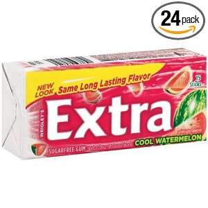 Extra Cool Watermelon Sugarfree Gum, 15 Stick Plen T Paks (Pack of 24)
