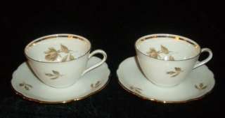BROWN Rose CAMELOT SUMMER BREEZE CHINA CUPS & SAUCERS  