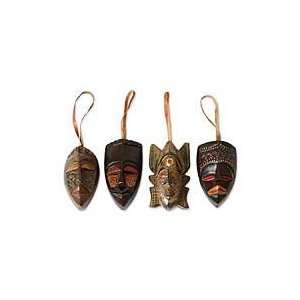  NOVICA Wood ornaments, Festive Masks (set of 4): Home 