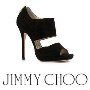 Jimmy Choo women sandals with platform in black leather suede Size US 