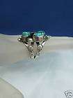 Signed Double Leaf Turquoise Sterling Ring Size 4.25 V