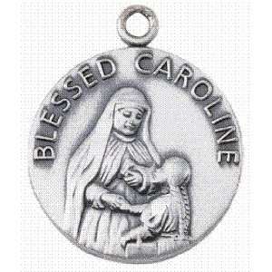  Blessed Caroline Sterling Silver Medal with 18 Inch Chain 