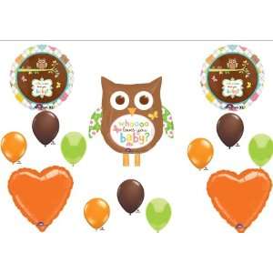  Whoo Loves You Baby Shower ORANGE Balloons Decorations 