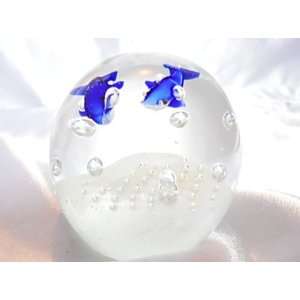   Blown Glow in the Dark Glass Dolphin Paperweight Ball: Home & Kitchen