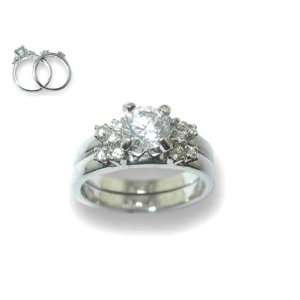  WHITER CZ WEDDING SET RING: CHELINE: Jewelry