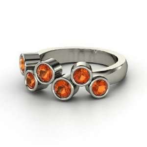  Confetti Ring, 14K White Gold Ring with Fire Opal Jewelry