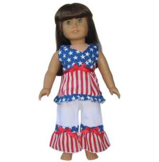 AnnLoren 2pc 4th of July Outfit fit AMERICAN GIRL DOLL  