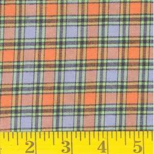  58 Wide Homespun Orange/Periwinkle Plaid Fabric By The 