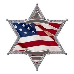  6 Point Sheriff Star Flag Decal   12 h   REFLECTIVE 