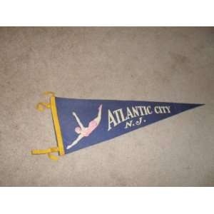 1920s Antique Atlantic City Souvenir Pennant Flag Felt 