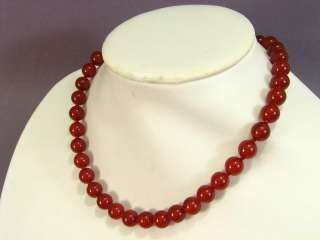 Necklace Set Red Carnelian 10mm Round Beads  