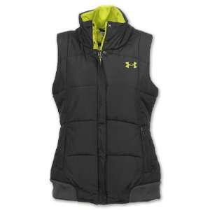  UNDER ARMOUR Womens Puffer Vest, Black/Lime Everything 