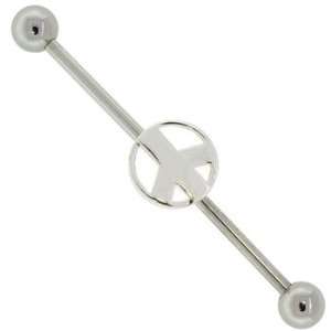   : PEACE SIGN 925 Sterling Silver Industrial Piercing Barbell: Jewelry
