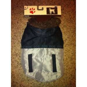  Black and Gray Hooded Dog Coat (S): Pet Supplies
