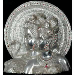  Shiva Parvati Bust   Aluminum Sculpture