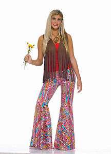 Hippie Go Go Disco 60s 70s Wild Swirl Bell Bottom Pants Costume  