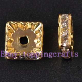 FREE SHIP 100pcs Clear Crystal Square Spacers TS6735  