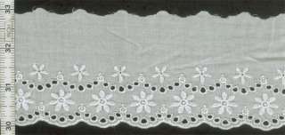 14 Yards Cotton LACE TRIM 2.8 Inch Wide Star Flowers Ivory