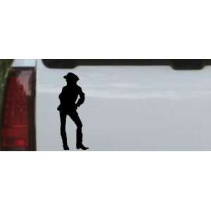 Cowgirl Western Car Window Wall Laptop Decal Sticker    Black 12in X 5 