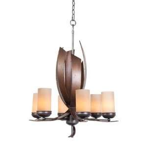  Recycled Aizen Chandelier   Six Light Glass: Tan Stained 