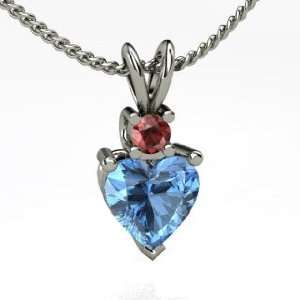 Spark My Heart Pendant, Heart Blue Topaz Sterling Silver Necklace with 