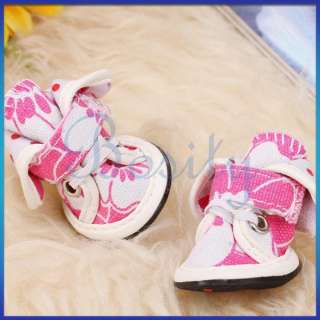 Pet Dog Cat Floral Canvas Boots Shoes Sneakers Bootlace Spring Fall 