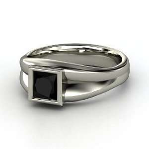  Akari Ring, Princess Black Onyx 14K White Gold Ring 