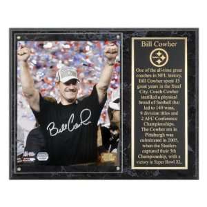   Steelers Bill Cowher Super Bowl XL Signed Plaque: Sports & Outdoors