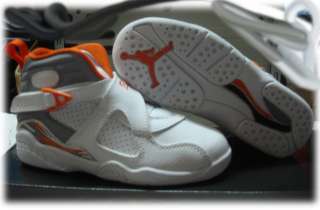 Nike Air Jordan 8 Retro White Orange Kids Shoes Sz 3  