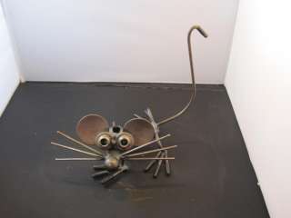scrap metal mouse character statue  