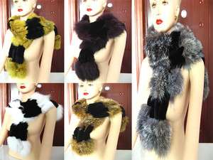 Hot Sale Wonderful Real Genuine Rabbit & Fox Fur Scarf Shawl  5 Styles 
