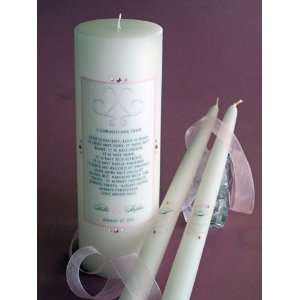  Two Hearts Wedding Verse Unity Candle & Matching Tapers 