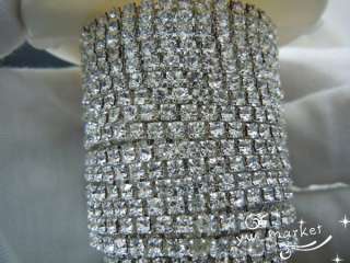 888 clear crystal rhinestone close chain trims silver 8 meter SS8.5 