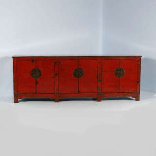 Original Antique Hand Painted Chinese Sideboard Console Cabinet Circa 