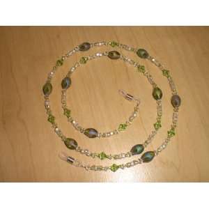   Peridot Crystal / Lime Green Pastel Stardust Bead Mix Eyeglass Chain