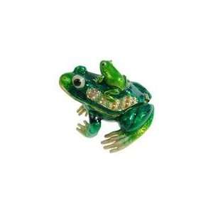    Green Frog Crystals Jewelry Trinket Ring Box