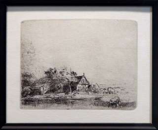 Rembrandt Landscape with a Cow Etching Framed MILLENNIUM IMPRESSION 