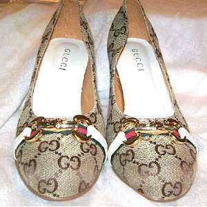  Gucci Beige GG Monogram Heels Pumps Shoes: Everything Else