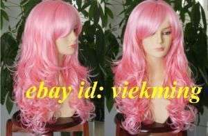 2011 new Charming long pink curly hair womens wig/wigs  