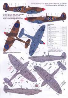   spitfire mk vb company techmod decals stock number 72016 scale