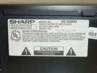 Sharp Model VC A400 4 Head Sharp Picture VHS VCR Used  