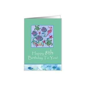   8th Birthday Turtles Fish Sea Horse Watercolor Card Toys & Games