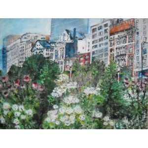 Flowers in chicago, Original Painting, Home Decor 