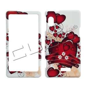  A955/ Droid 2   Red Hearts with Ribbon on White Rubberized Design
