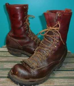 Vintage WESCO Logger Packer Smokejumper Brown Leather Work Boots SZ 9 
