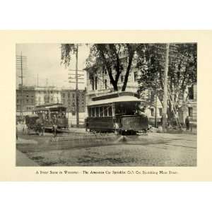 1898 Print American Car Sprinkler Main Street Trolley Worcester 